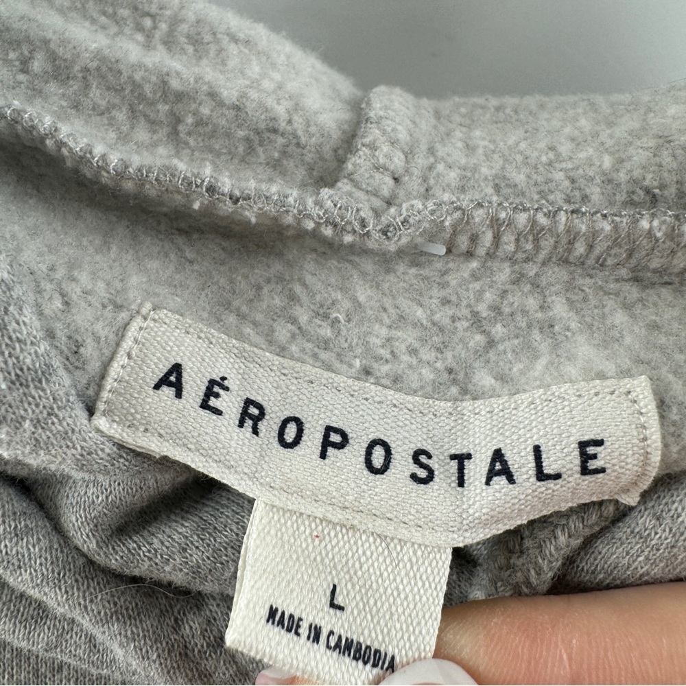 Aeropostale AERO Cropped Grey Hoodie Size Large - Picture 4 of 5